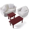 White Fabric Dollhouse Miniature Living Room Set