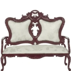 White Fabric Dollhouse Miniature Victorian Sofa