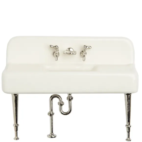 White Porcelain Dollhouse Miniature Kitchen Sink