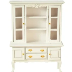 White Queen Anne Dollhouse Miniature Hutch