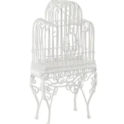 White Wire Dollhouse Miniature Birdcage