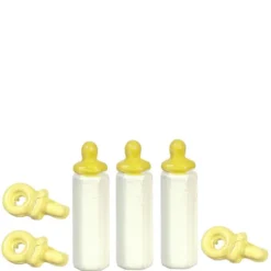 Yellow Dollhouse Miniature Bottle & Pacifier Set