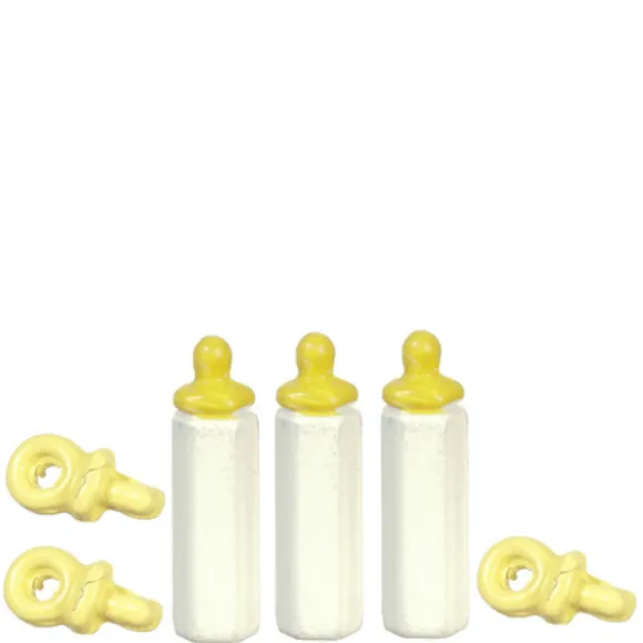 Yellow Dollhouse Miniature Bottle & Pacifier Set